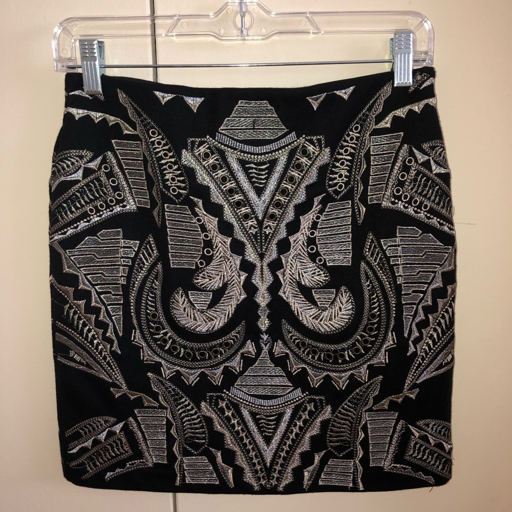 Embroidered Black Mini Skirt